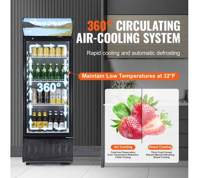 Komercinis šaldytuvas-vitrina 195L su 3 lentynomis4