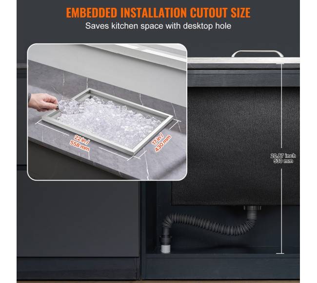 Įmontuojama ledo dėžė, 43,5L, nerūdijantis plienas5