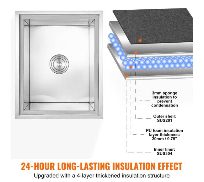 Įmontuojama ledo dėžė 21 x 17 x 18 cm2