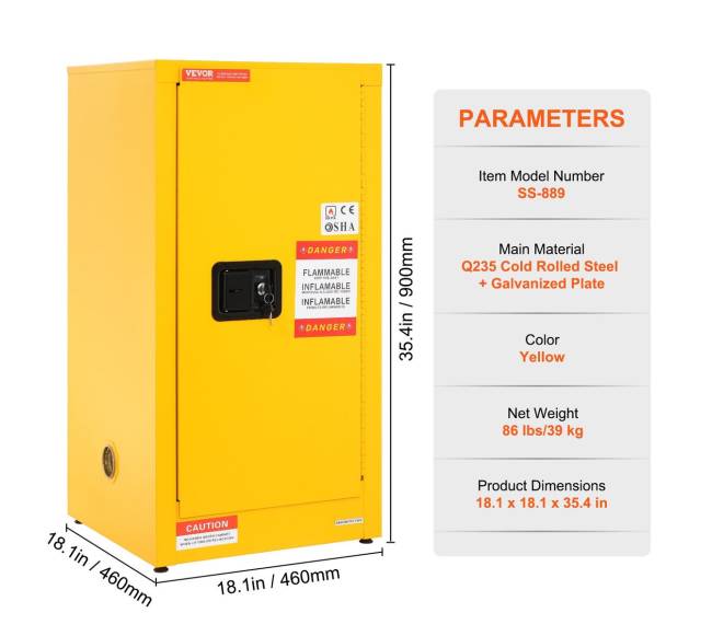 Gaisrinis apsaugos spintelė, 16 galonų2