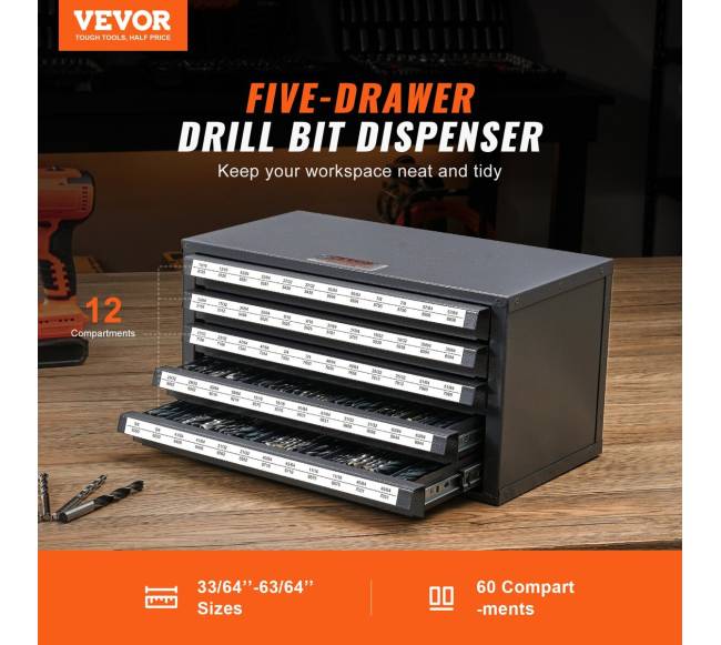 Grąžtų laikiklių spintelė su penkiais stalčiais1