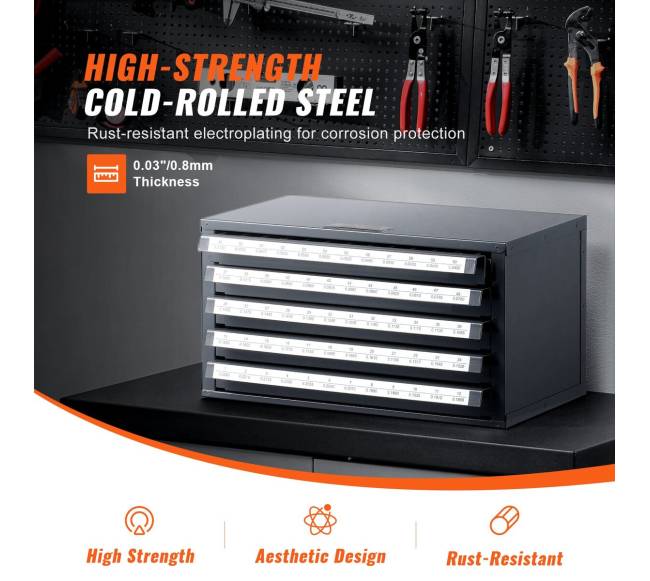 Grąžtų laikiklių spintelė su penkiais stalčiais2