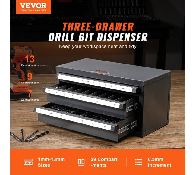 Grąžtų talpykla su trimis stalčiais1