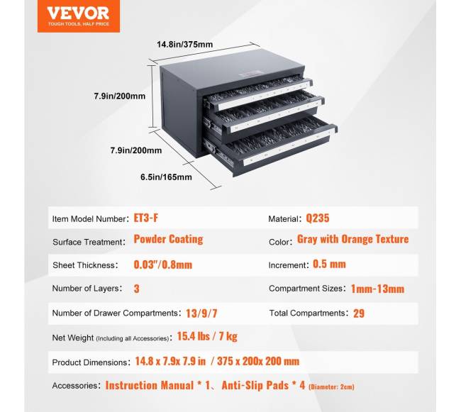 Grąžtų talpykla su trimis stalčiais6