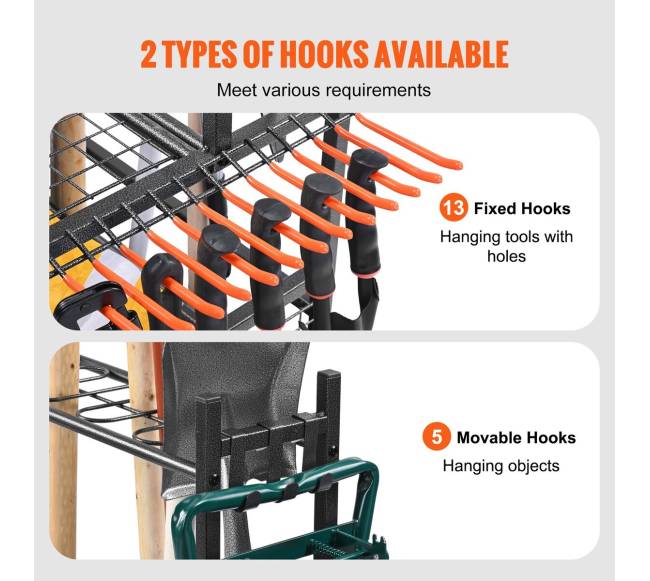 Sodo įrankių laikiklis su ratais ir kabliais2