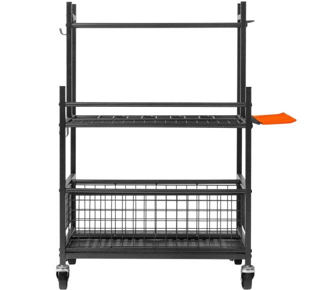 Sodo įrankių laikiklis su ratais ir kabliais8