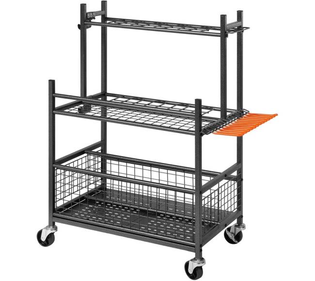 Sodo įrankių laikiklis su ratais ir kabliais10