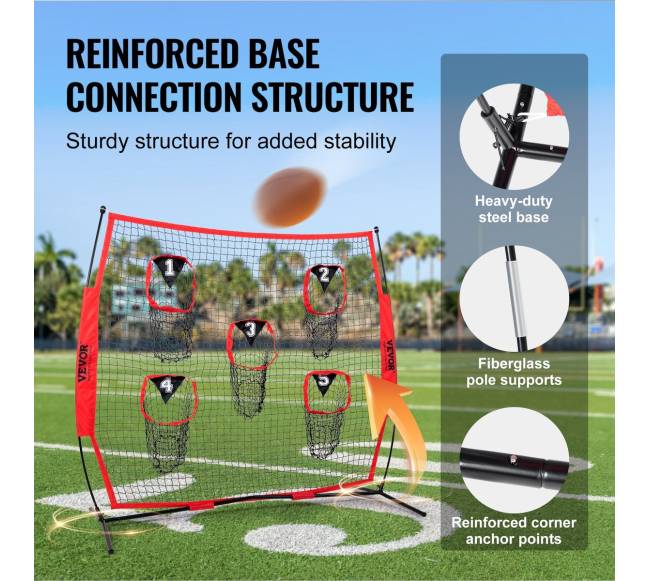 6 x 6 ft futbolo metimo taikinys su kišenėmis3