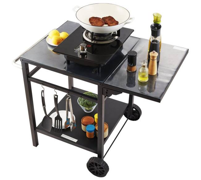 Lauko grilis su dviguba lentyna ir ratukais0