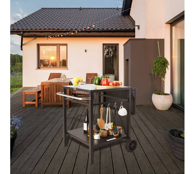 Lauko grilis su dviguba lentyna ir ratukais7
