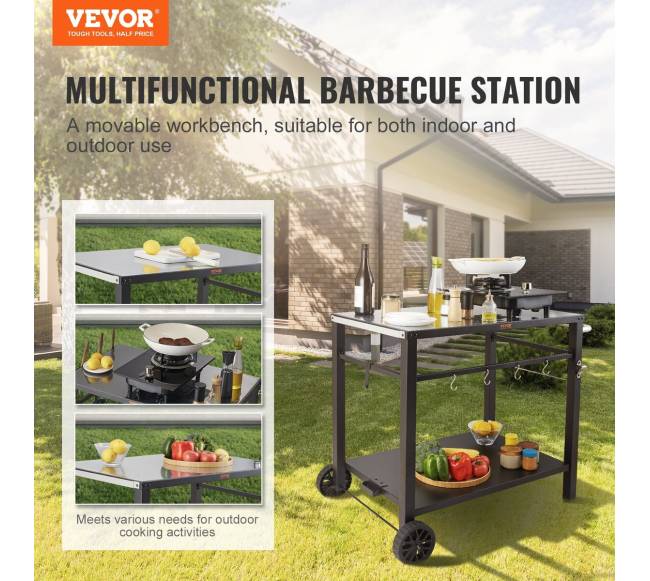 Lauko grilio vežimėlis su dviguba lentyna1