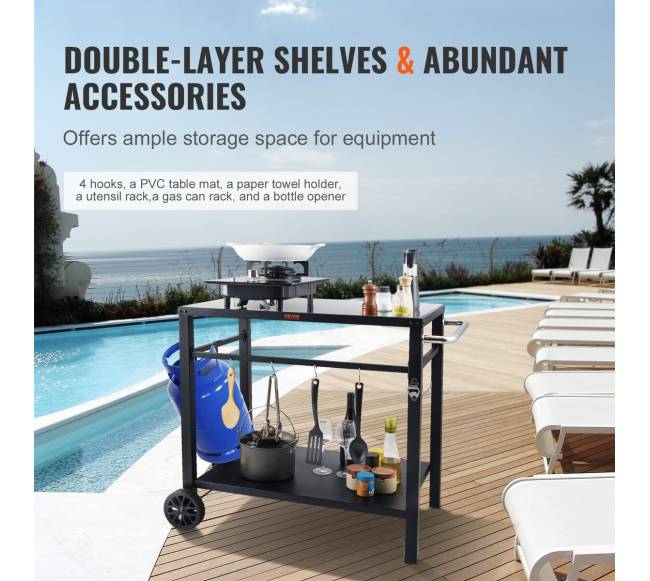 Lauko grilio vežimėlis su dviguba lentyna3