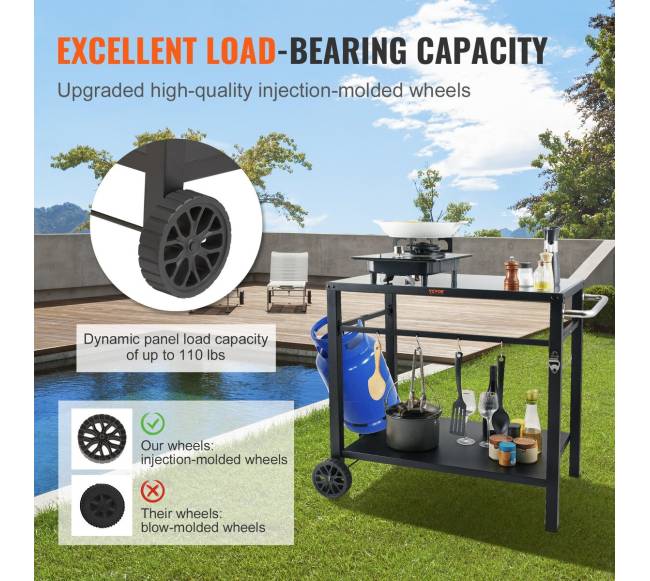 Lauko grilio vežimėlis su dviguba lentyna4