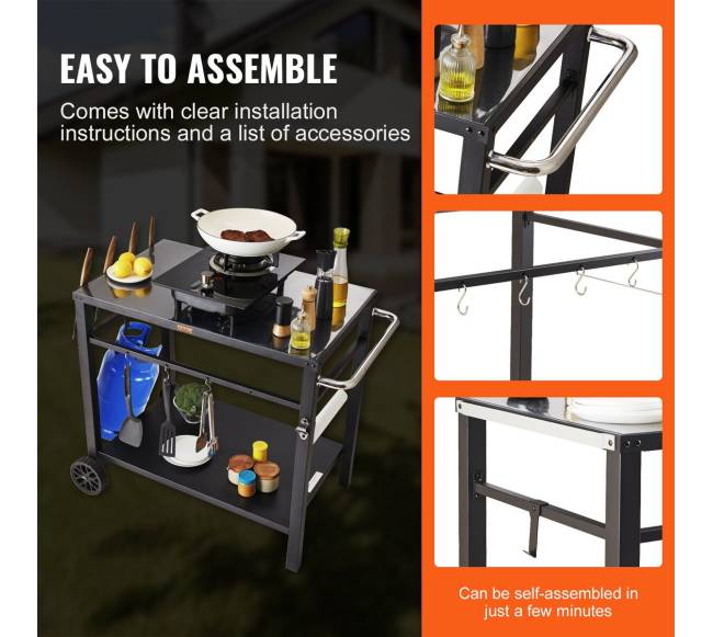 Lauko grilio vežimėlis su dviguba lentyna5