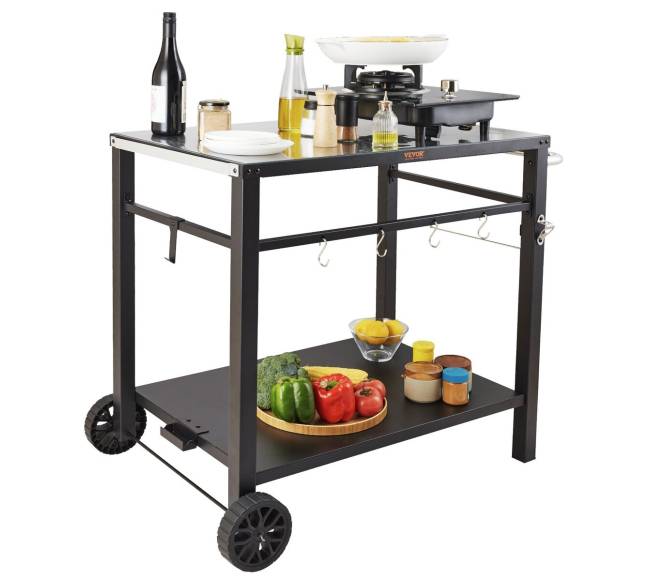 Lauko grilio vežimėlis su dviguba lentyna8