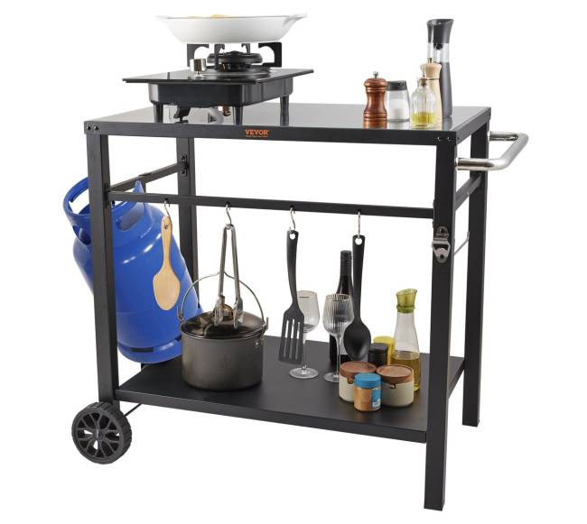 Lauko grilio vežimėlis su dviguba lentyna10