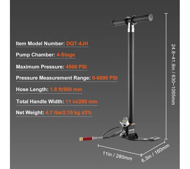 PCP rankinis siurblys 4 pakopų, 30 Mpa 4500 PSI6