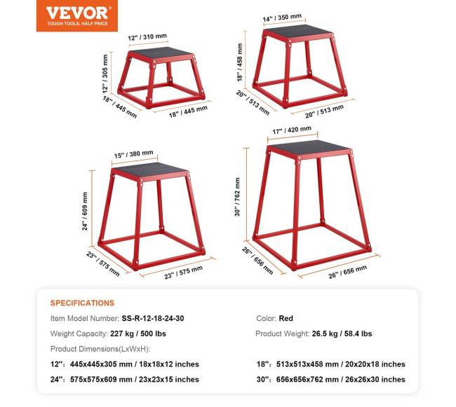Pliometriniai šuolio kubai, 30 cm, 45 cm, 60 cm, 75 cm6