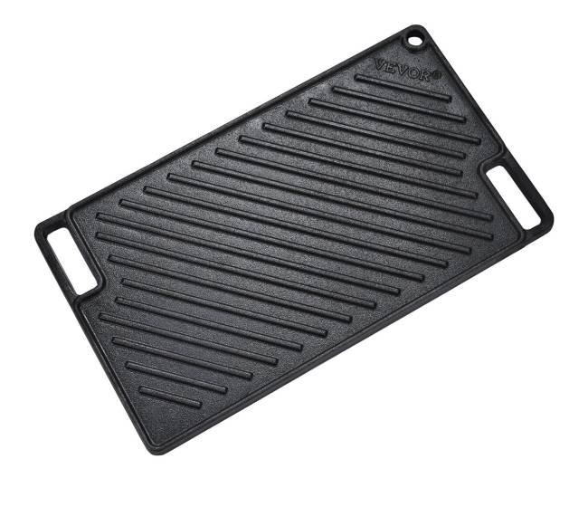 Dvigubas ketaus grilio paviršius su rankenėlėmis0
