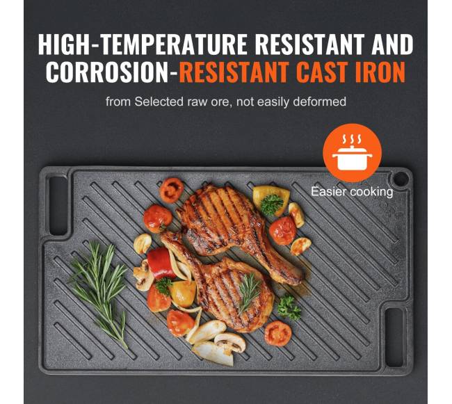 Dvigubas ketaus grilio paviršius su rankenėlėmis2