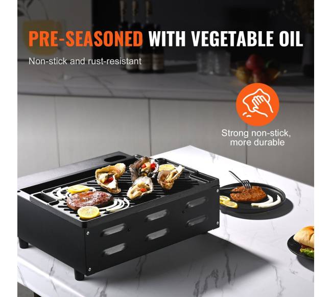 Dvigubas ketaus grilio paviršius su rankenėlėmis3