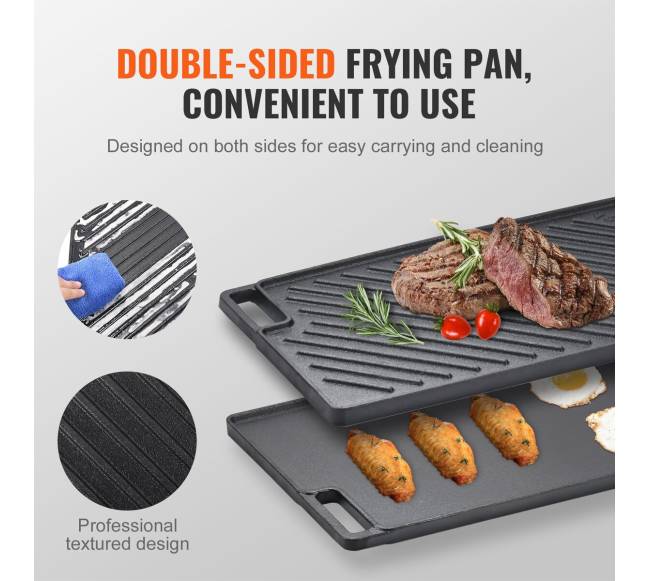 Dvigubas ketaus grilio paviršius su rankenėlėmis4