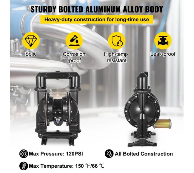 Oro dviguba diafragmos pompa, 2 colių, aliuminio korpusas1
