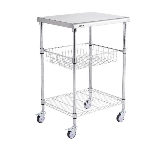 Virtuvės vežimėlis, 3 aukštai, su ratukais0