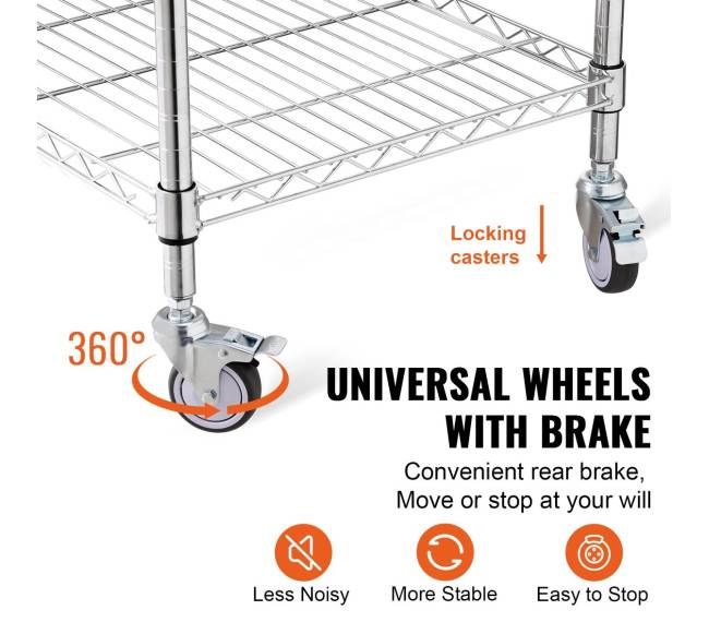 Virtuvės vežimėlis, 3 aukštai, su ratukais4