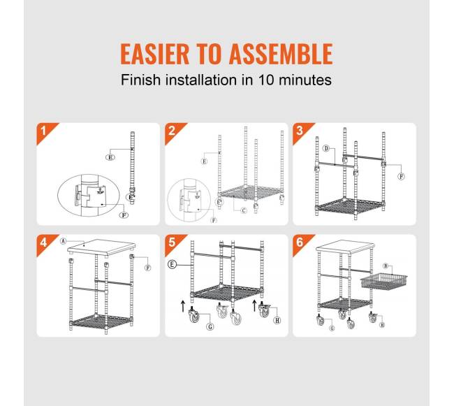 Virtuvės vežimėlis, 3 aukštai, su ratukais5