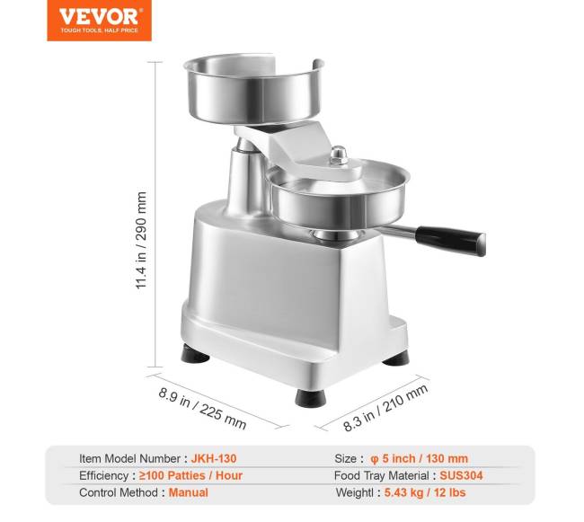 Komercinis mėsainių formuotojas, 130mm6