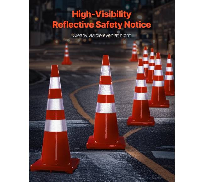 Oranžiniai kelių kūgiai su atspindinčiais žiedais1