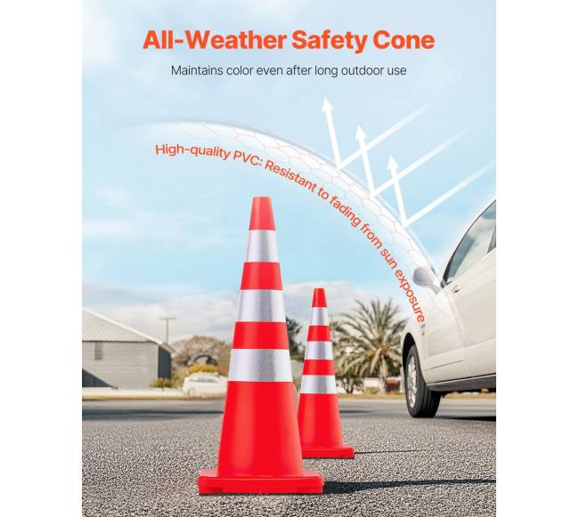 Oranžiniai kelių kūgiai su atspindinčiais žiedais2