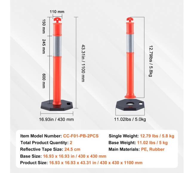Eismo kūgio atskyrėjai, 2 vnt., 430 mm pagrindas6