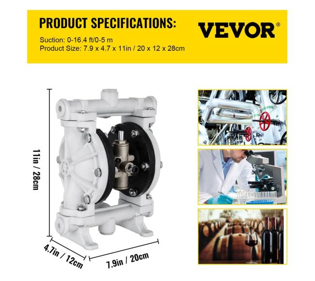 Oro siurblys su dviguba diafragma skysčiams6