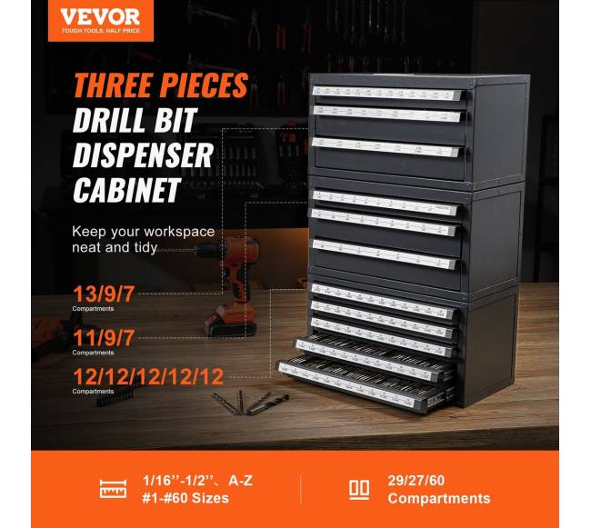 Grąžtų laikymo spintelė su stalčiais1