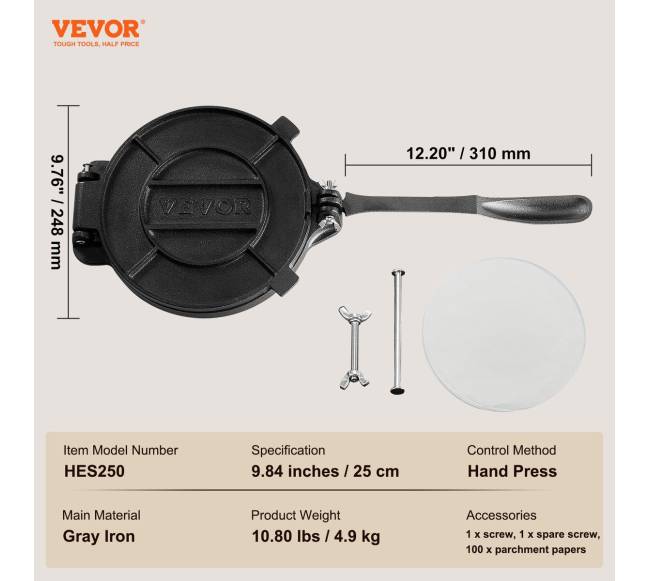 Ketaus tortilijų presas 25 cm6