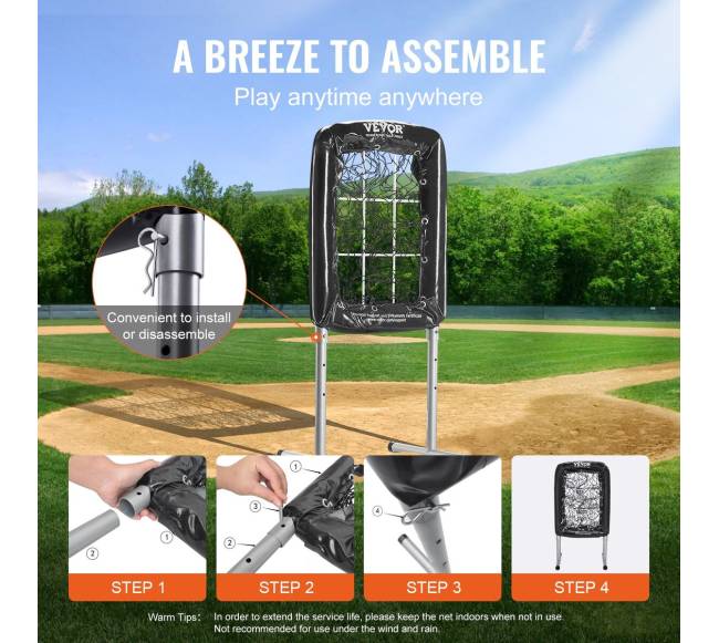 9 skylių beisbolo tinklas su reguliuojamu aukščiu5