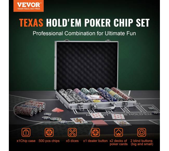 Pokerio žetonų rinkinys su 500 vienetų1