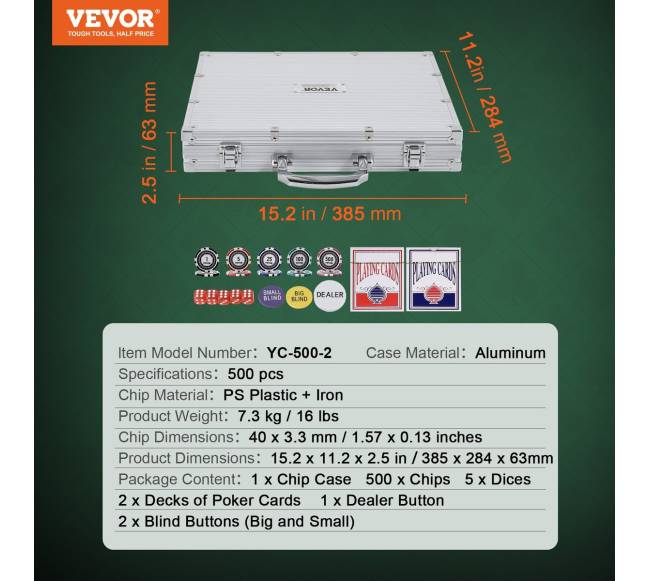 Pokerio žetonų rinkinys su 500 vienetų6