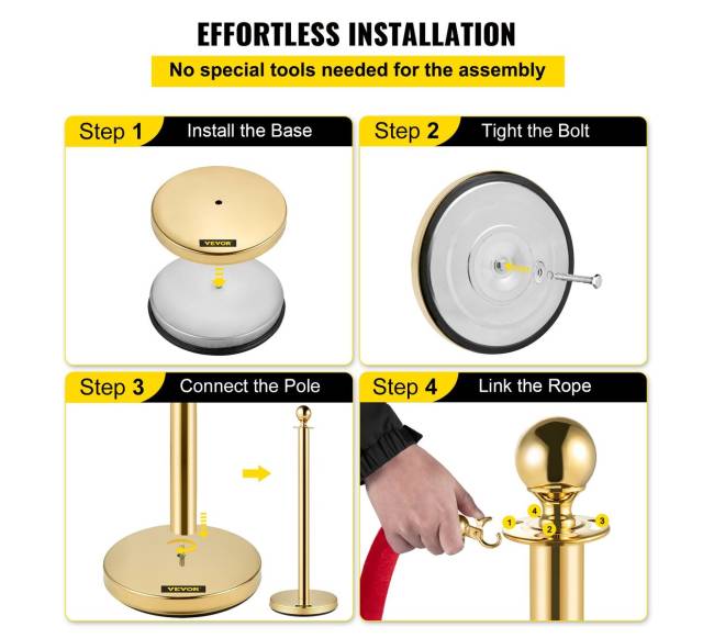 Auksinės švitrų virvės ir stulpai 4 vnt.5