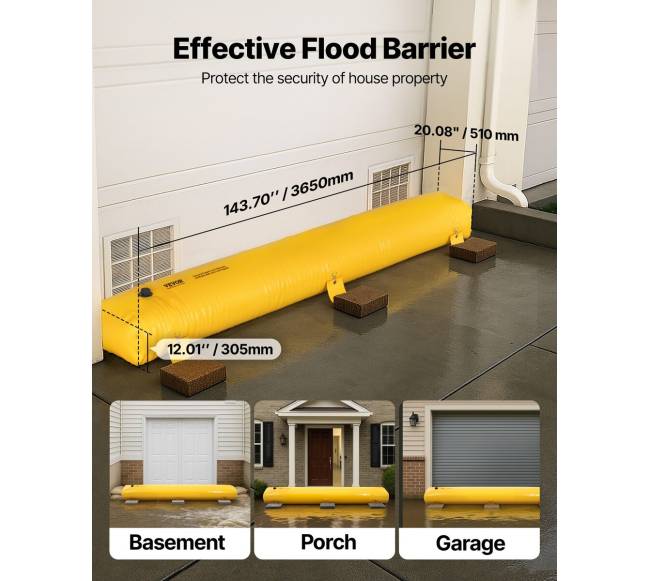 Potvynių barjeras PVC, 3,66 m x 30,5 cm1