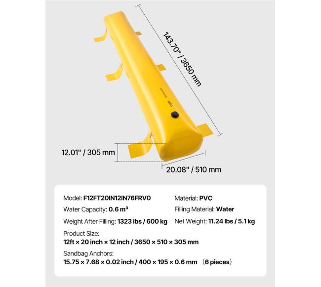 Potvynių barjeras PVC, 3,66 m x 30,5 cm5