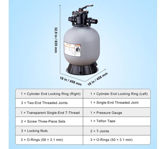 Smėlio filtras baseinui 19 colių su 7 krypčių vožtuvu6