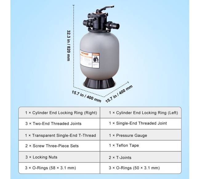 Smėlio filtras, 16 colių, 35 GPM debitas6