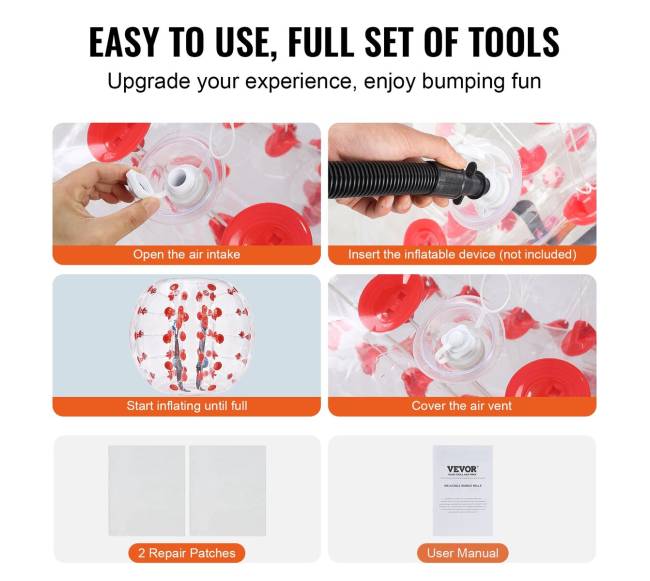 Pripučiamas buferinis kamuolys 1vnt, 1.2 m zorb kamuoliai4