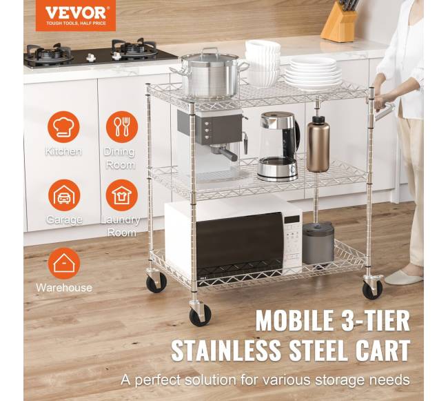 Virtuvės vežimėlis su 3 lentynomis1