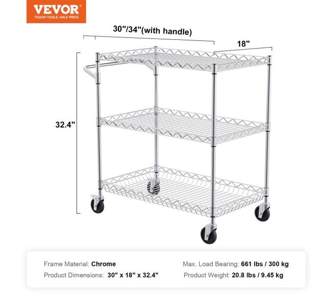Virtuvės vežimėlis su 3 lentynomis6