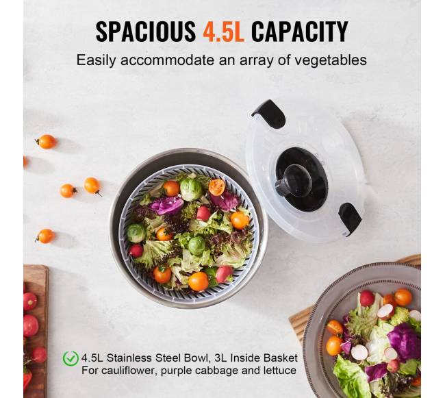 Nerūdijančio plieno salotų suktukas 4,5 l4