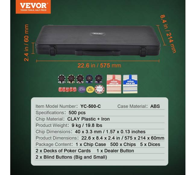 500 dalių pokerio komplektas su dėklu6